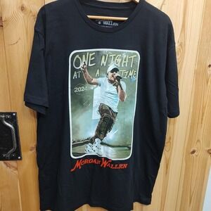 Morgan Wallen One Night At A Time 2024 Tour TShirt Black Sz 2XL Graphic All Over